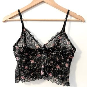 NWOT Gap Bralette Black Floral